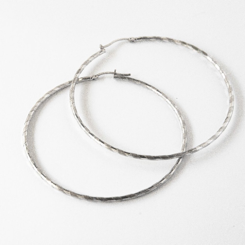 Twisted Sterling Silver Hoops big hoop earrings Medium thin hoops